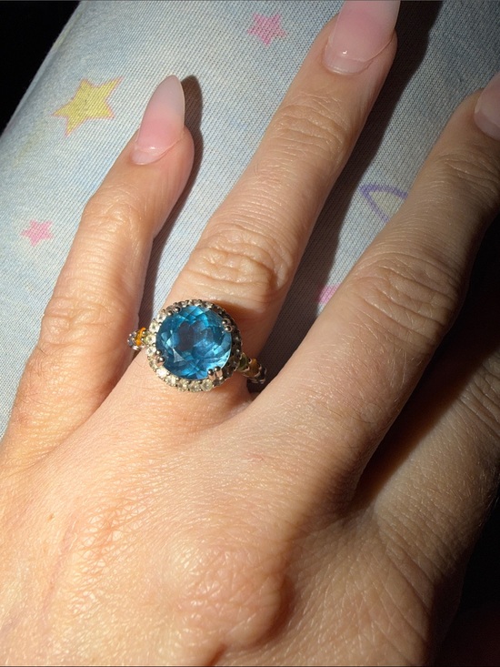 Ross-Simons Jewelry - Ross-Simons 4.20 ct. t.w. London Blue Topaz andMulti-Gem Halo in Sterling Silver